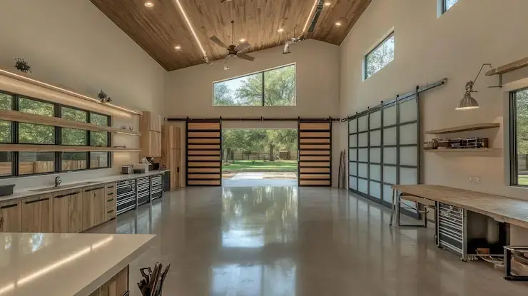 Modern barndominium garage interior | Apex Garage Conversions